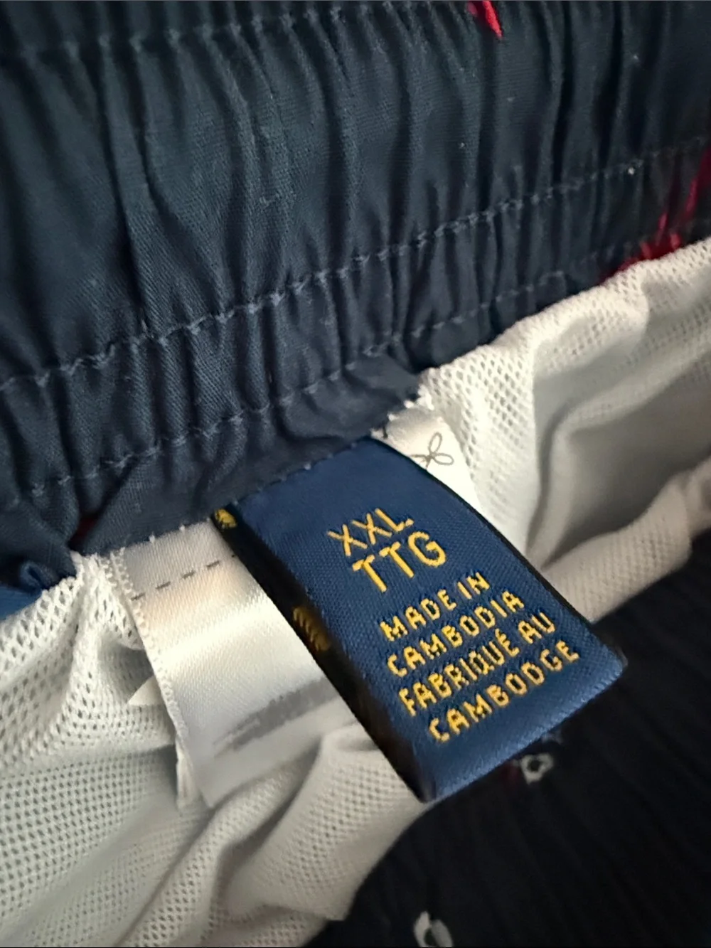 Polo by Ralph Lauren Navy Swim Trunks with Red & White Anchor Print